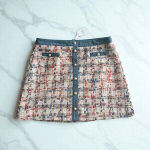 NANETTE LEPORE Multicolor Denim Trim Skirt Size XL NEW NWT